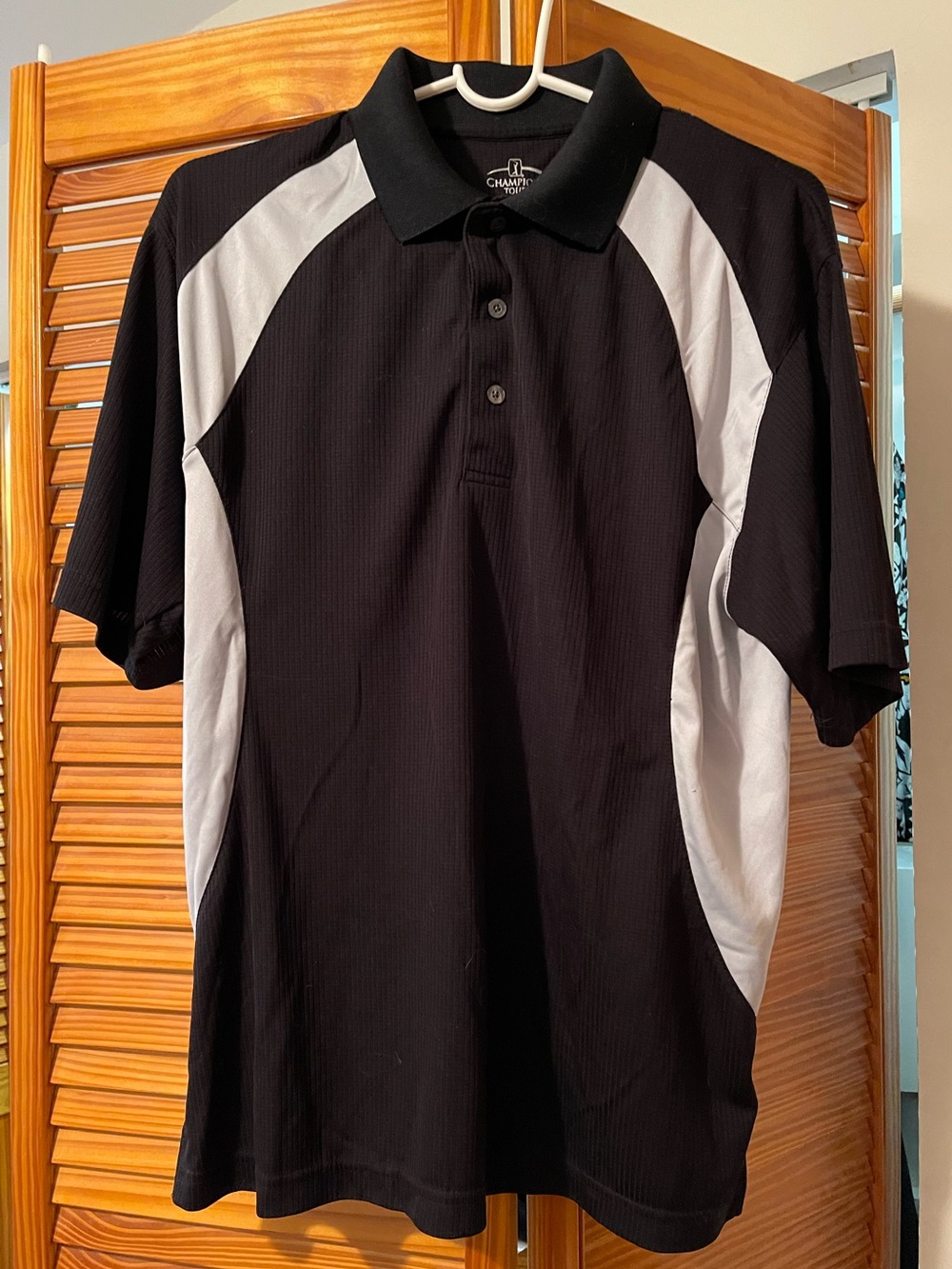 Men’s Champion Black & Gray Short-Sleeve Athletic Polo